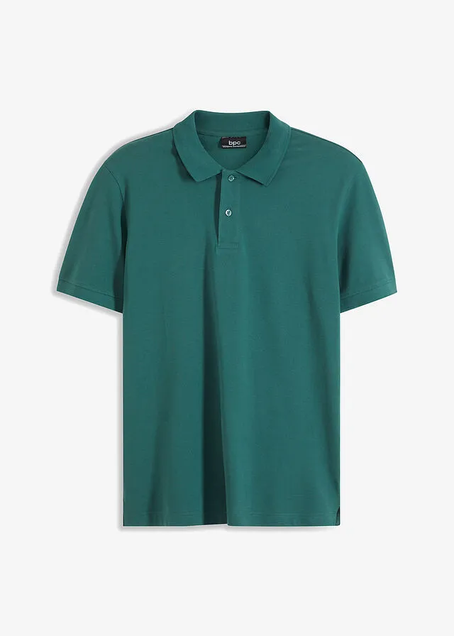 Polo de piqué de manga corta verde mate