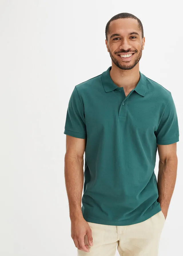 Polo de piqué de manga corta verde mate