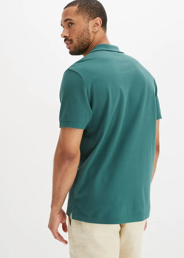 Polo de piqué de manga corta verde mate