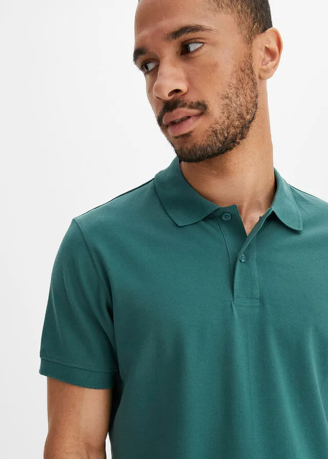 Polo de piqué de manga corta verde mate