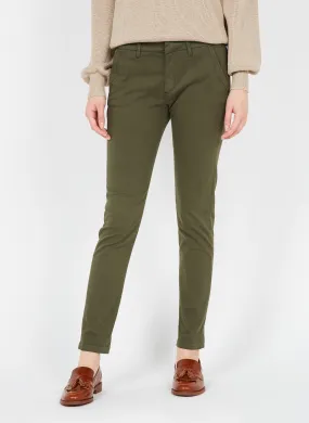 REIKO SANDY 2 BASIC - Pantalón chino de algodón elástico en caqui