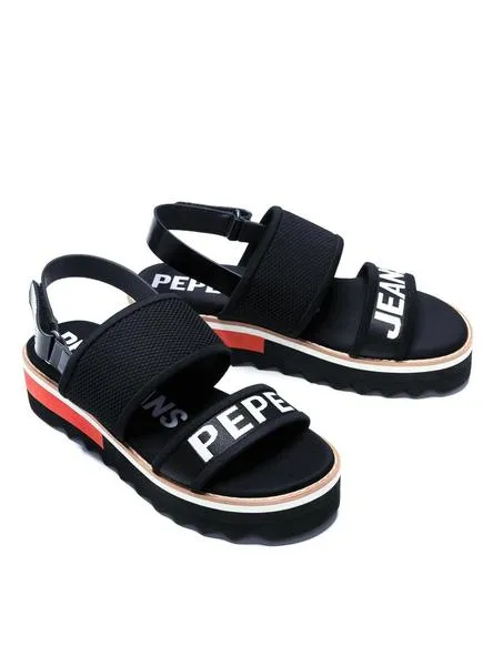 sandalias pepe jeans ella nari negro para mujer