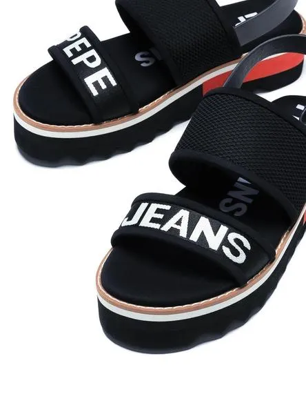 sandalias pepe jeans ella nari negro para mujer