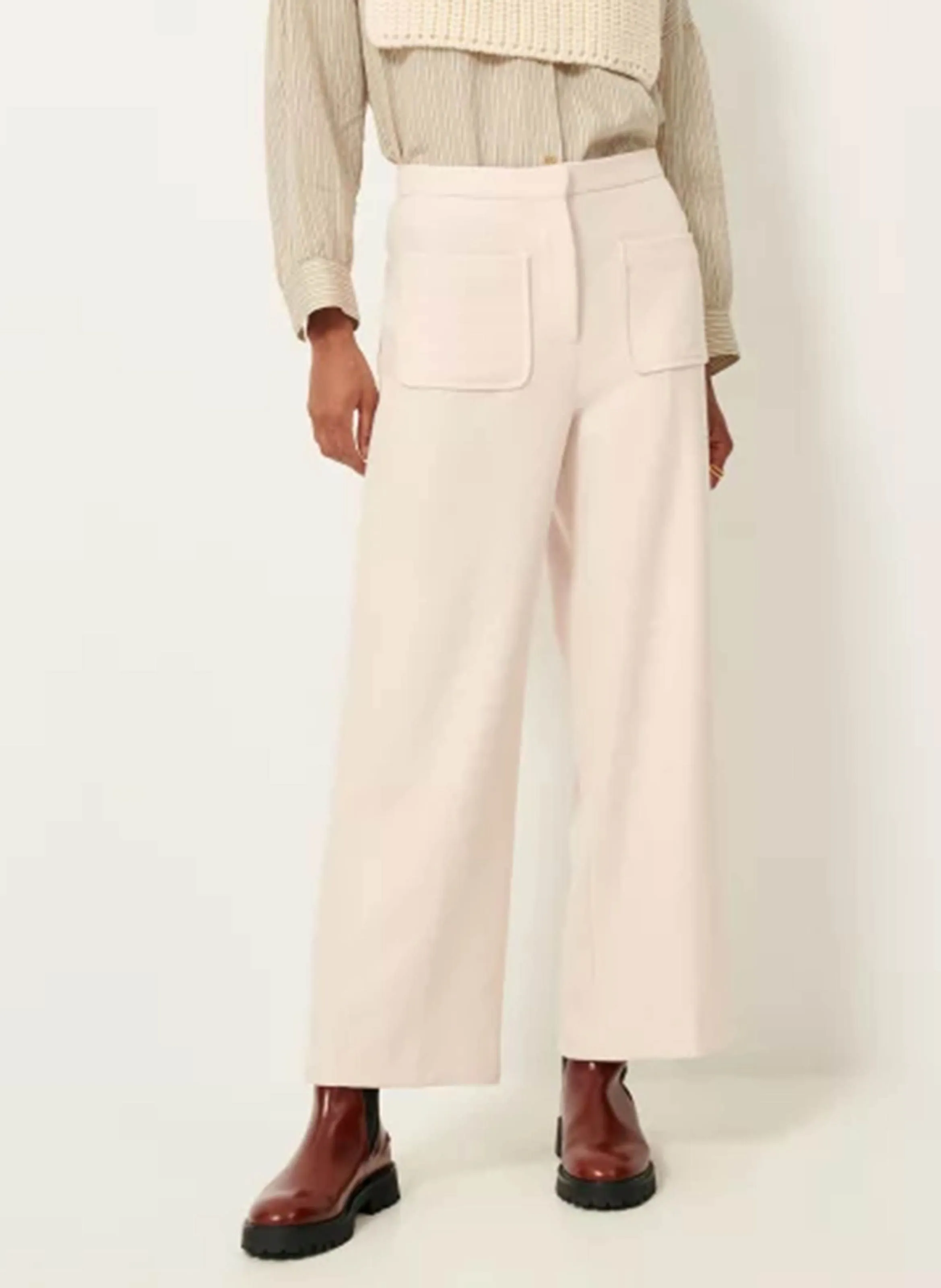 SESSUN ALBERWOOL - Pantalón recto con pliegues marcados en beige