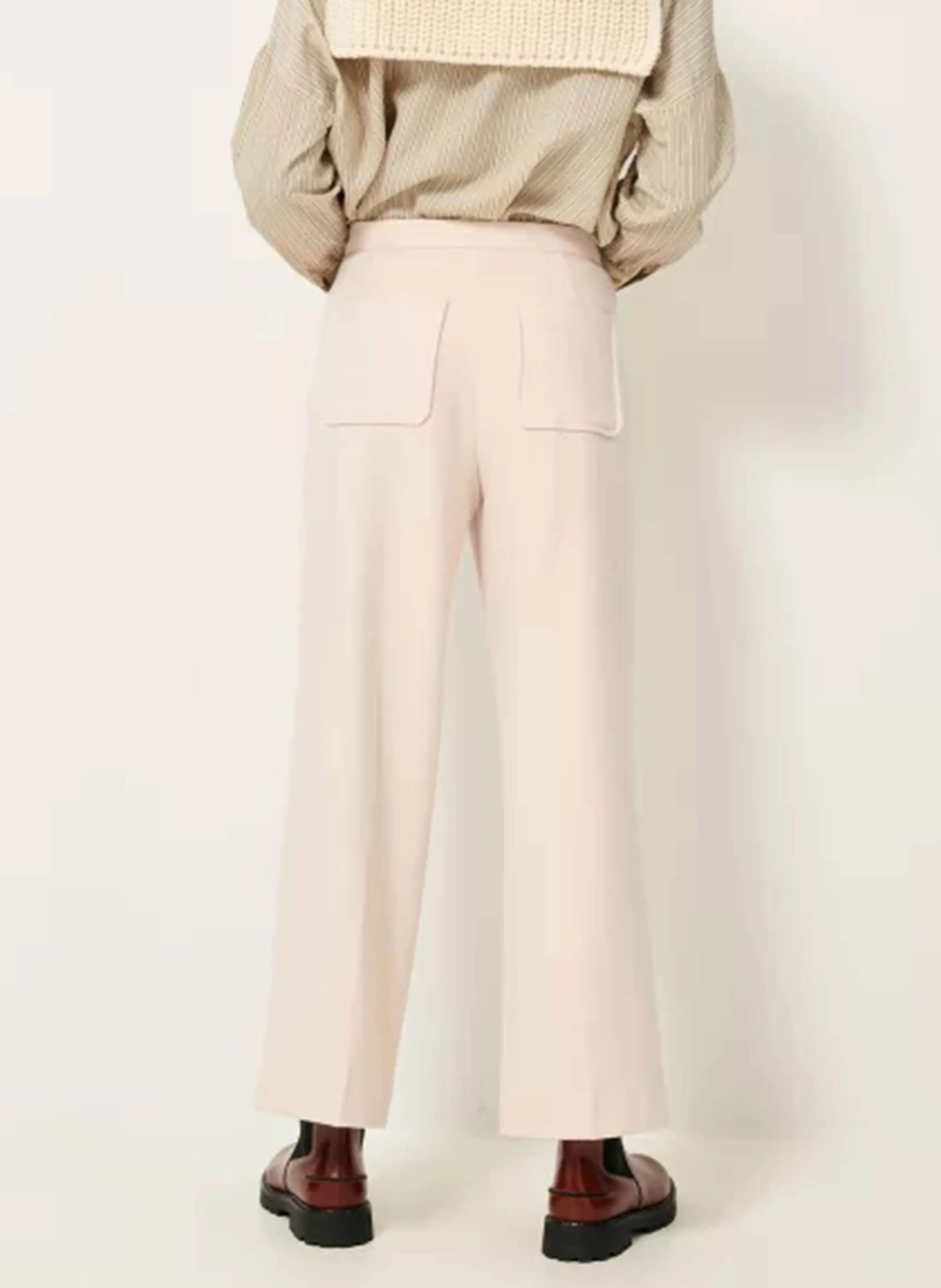 SESSUN ALBERWOOL - Pantalón recto con pliegues marcados en beige