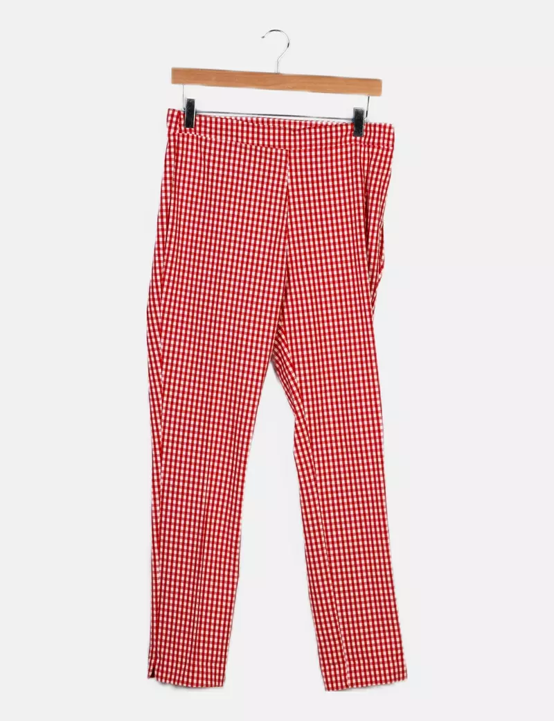 Stradivarius Pantalón bicolor estampado cuadros vichy