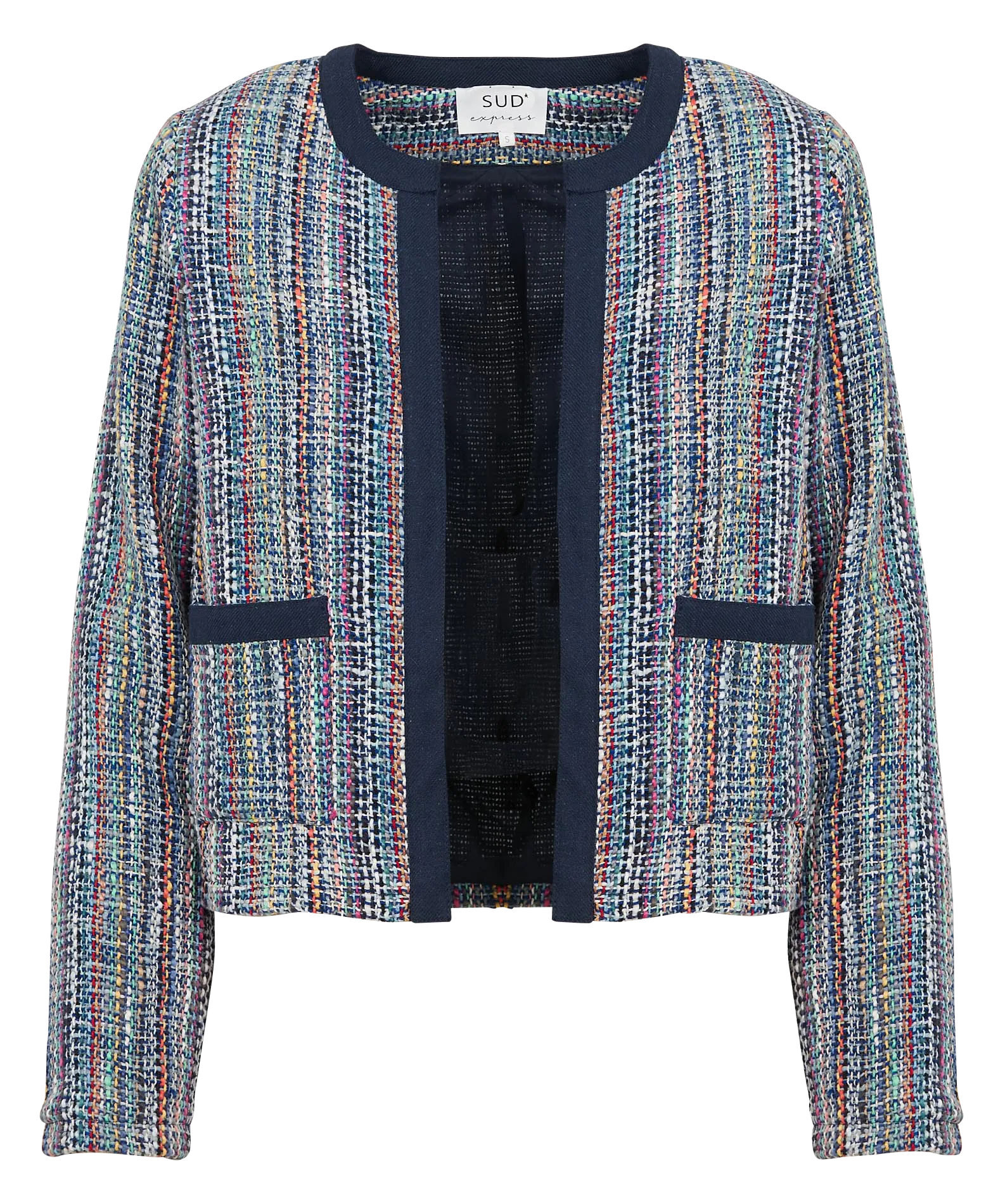 SUD EXPRESS VAHALA - Chaqueta corta de tweed en azul