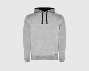 Sudadera capucha bicolor unisex inicial pequeña color gris-negro