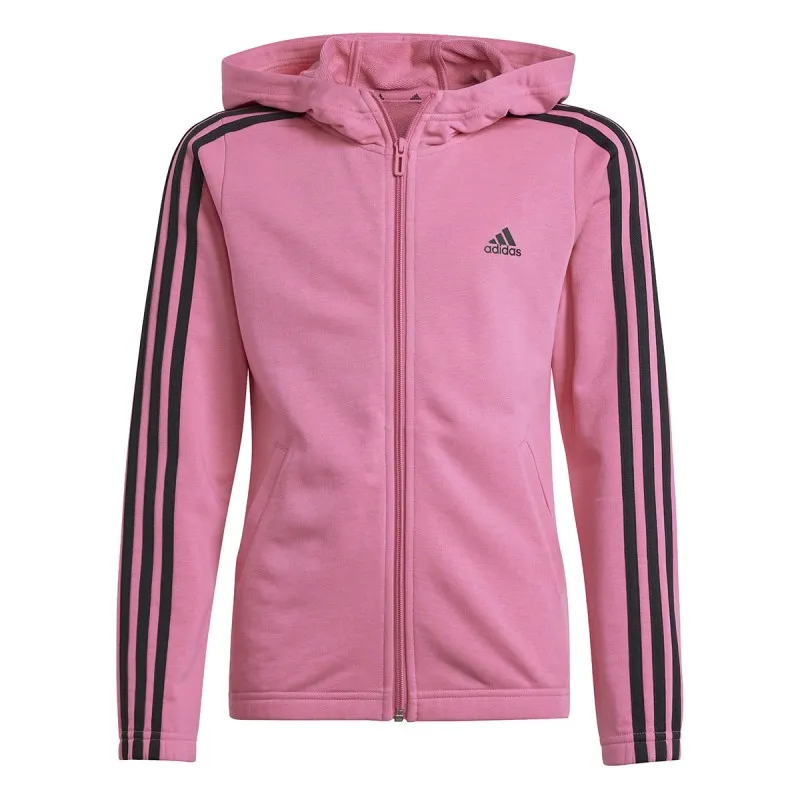 Sudadera con capucha Adidas Essentials 3-Stripes Full-Zip Pink