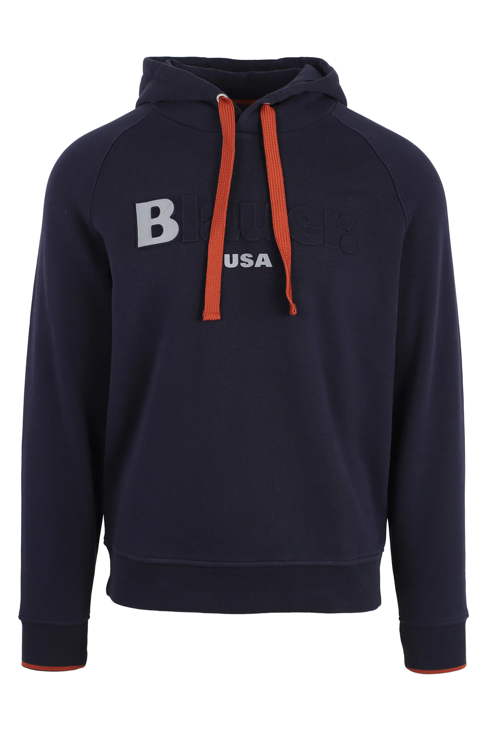 Sudadera con capucha azul con logo mix centrado