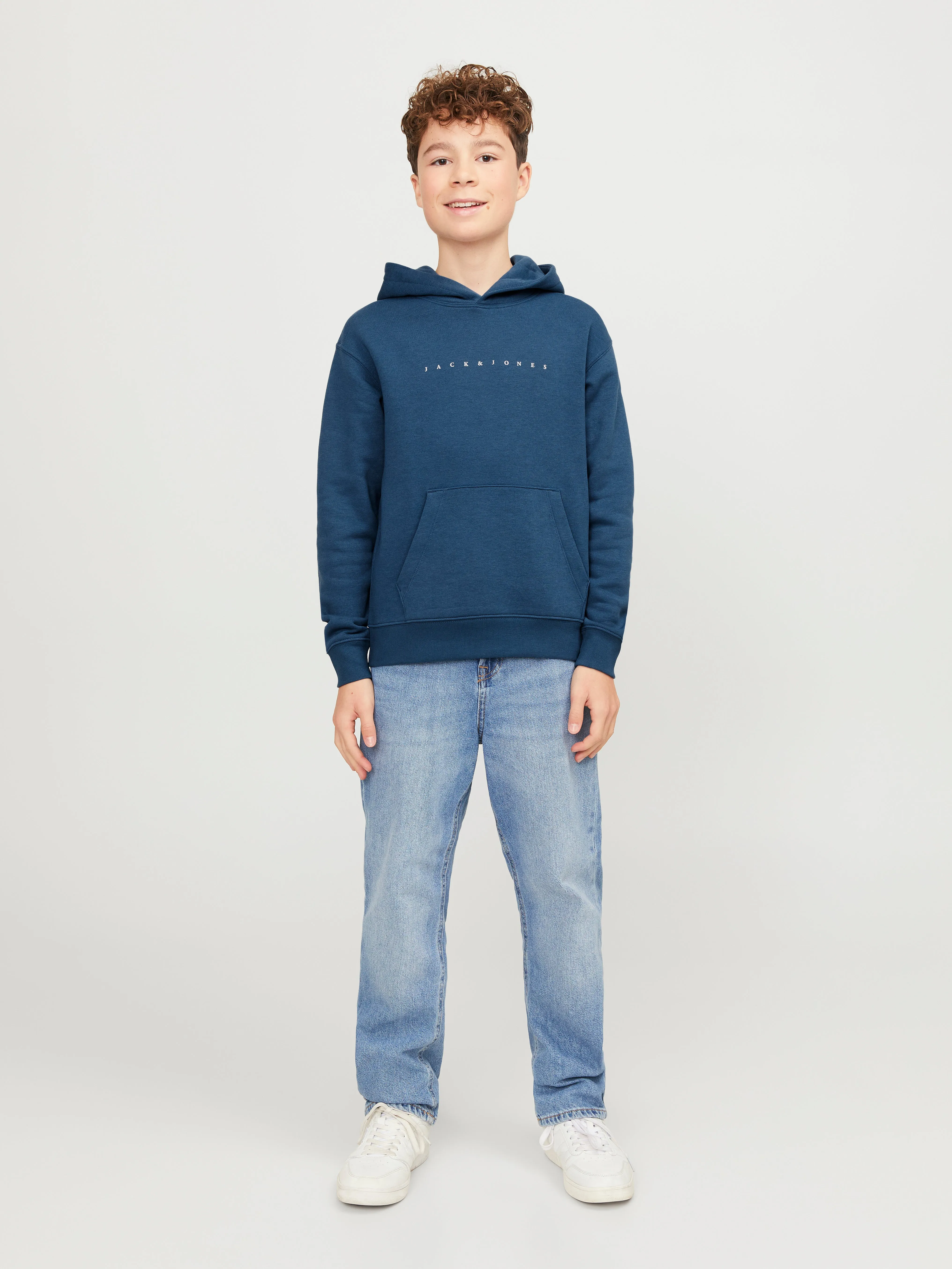 Sudadera con capucha Logotipo Junior | Azul oscuro | Jack & Jones®