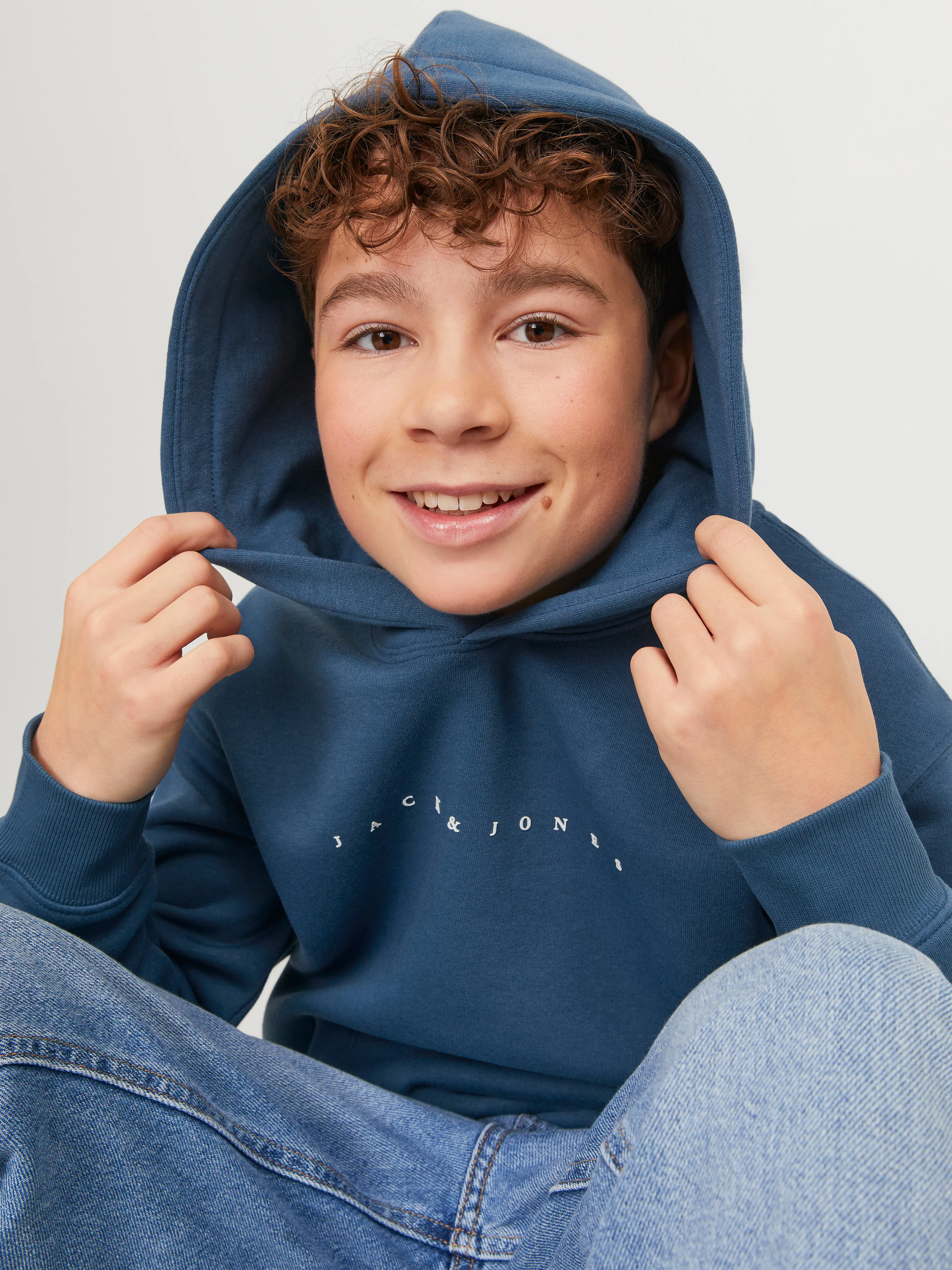 Sudadera con capucha Logotipo Junior | Azul oscuro | Jack & Jones®