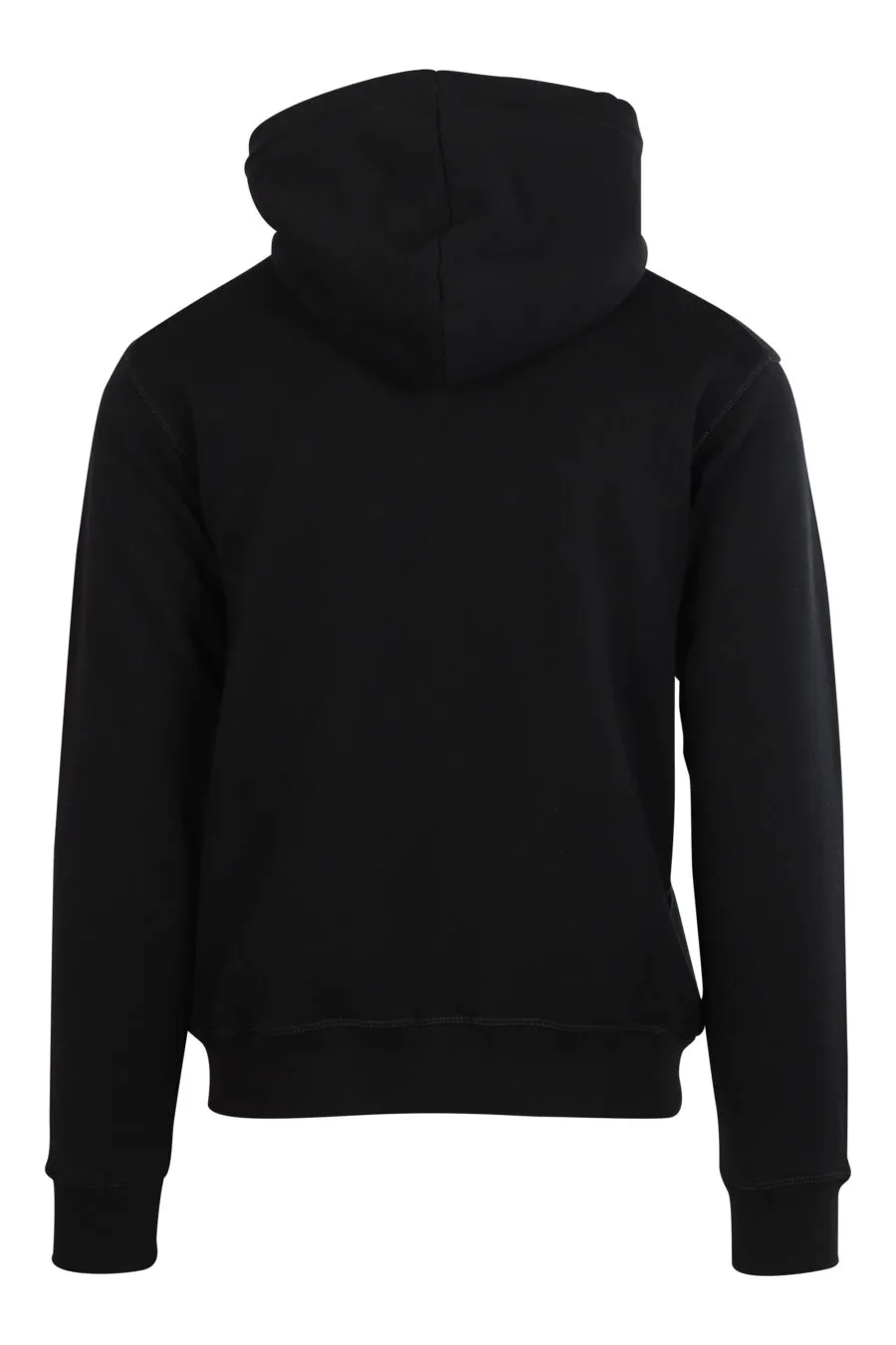 Sudadera negra con capucha y minilogo blanco centrado