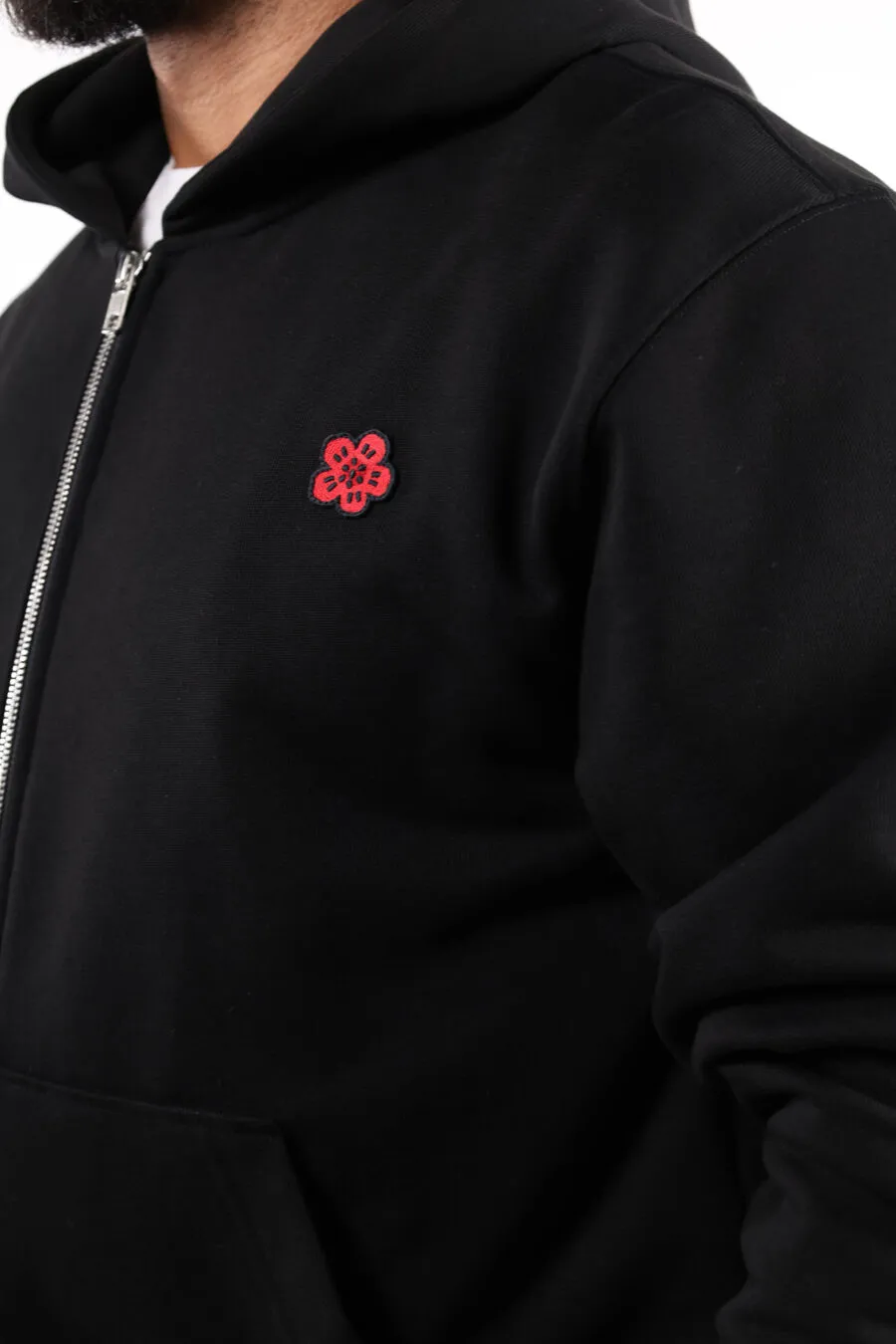 Sudadera negra con cremallera logo 