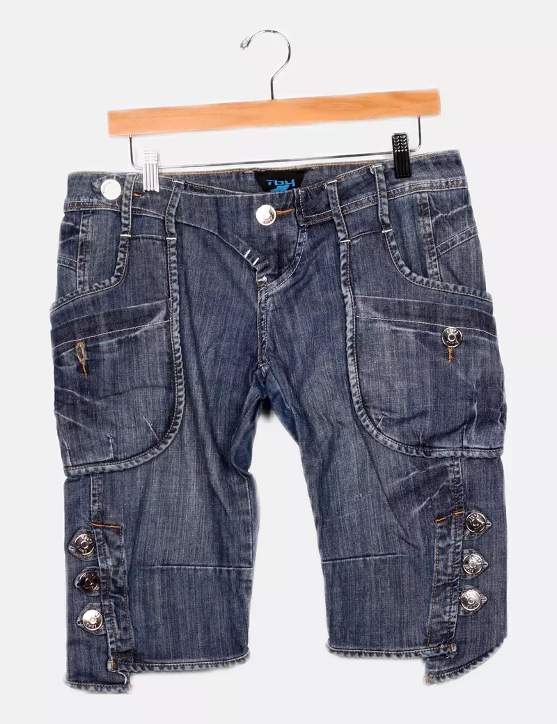 Tby Jeans Bermuda denim azul detalle botones