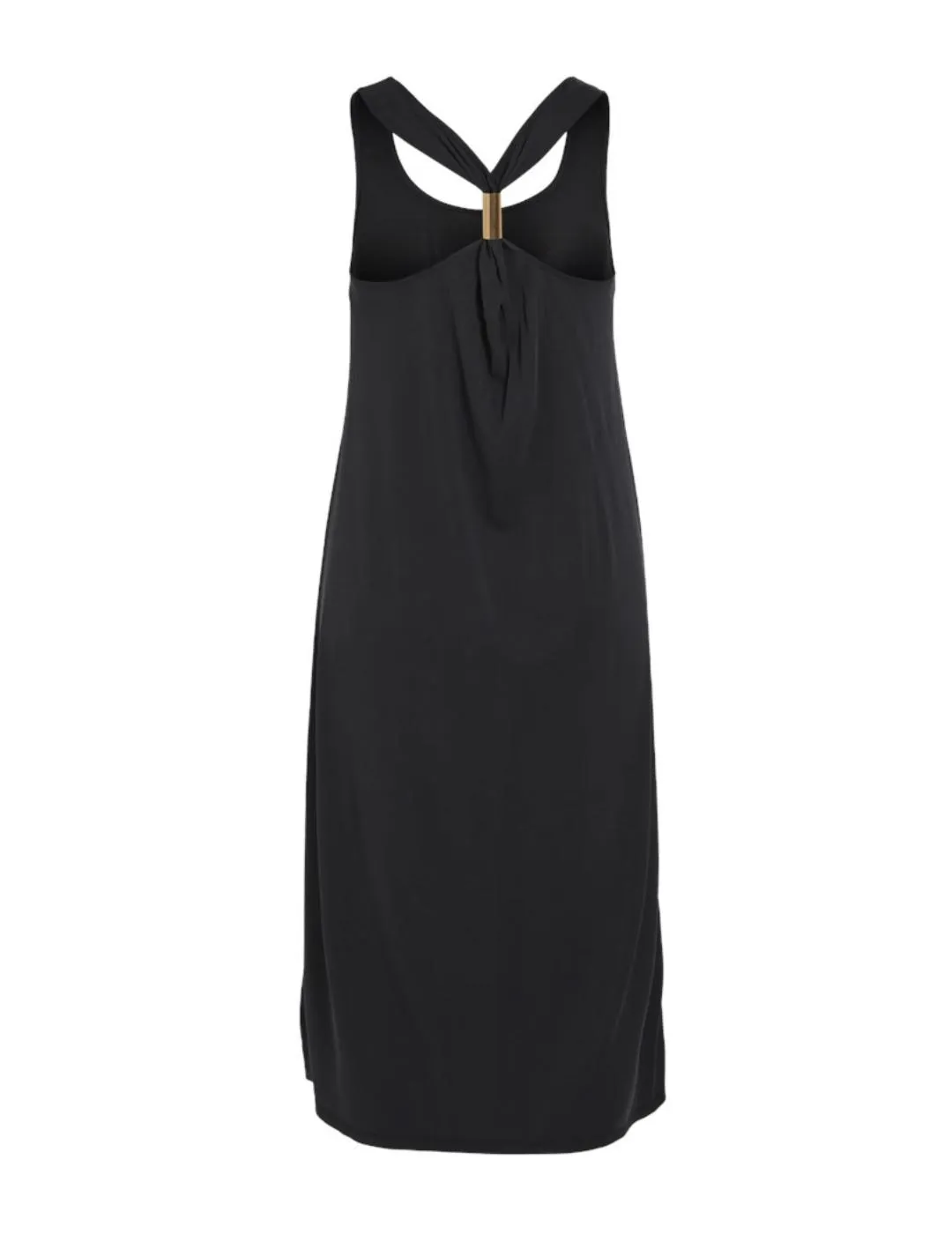 Vestido Vila Modala negro largo tirantes regular para mujer