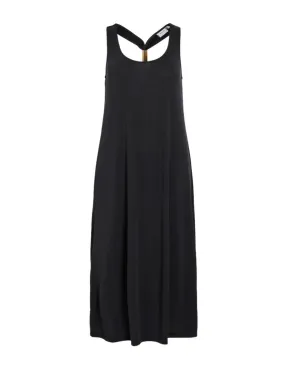 Vestido Vila Modala negro largo tirantes regular para mujer