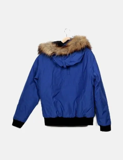 Zara Chaqueta azul eléctrico pelo capucha