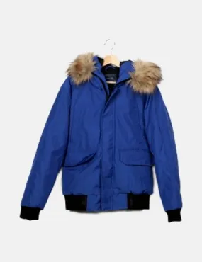 Zara Chaqueta azul eléctrico pelo capucha