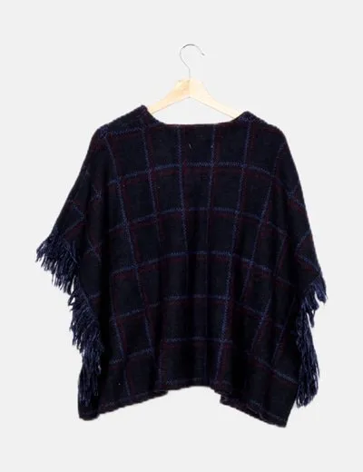 Zara Poncho azul cuadros