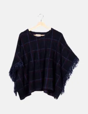 Zara Poncho azul cuadros